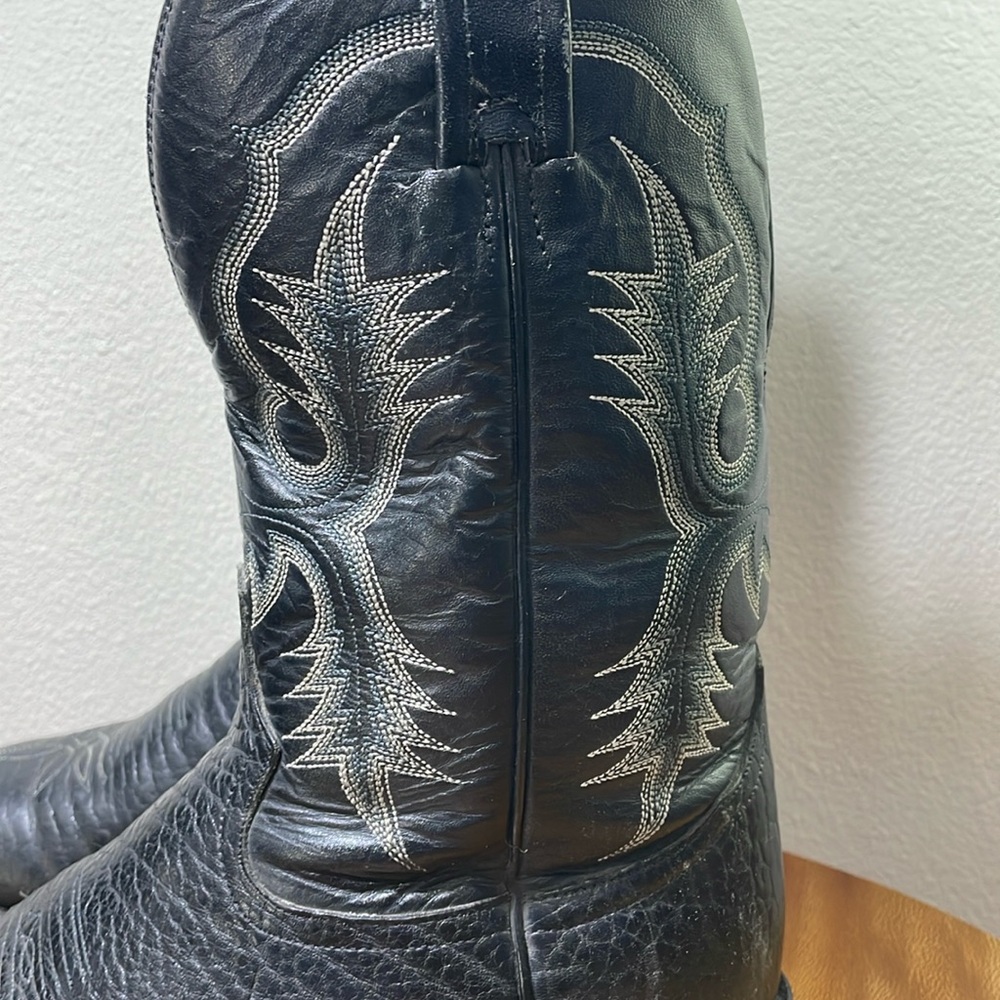 Men's Tony Lama Boot, Black Bullhide, Stockman Western CT2036 Size 9B *Details* - Picture 16 of 16